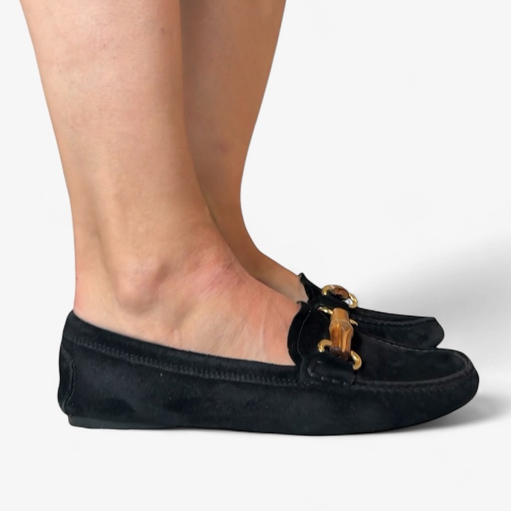 Plaza Too Made in Italy Bamboo Horsebit Loafer Suede Flat